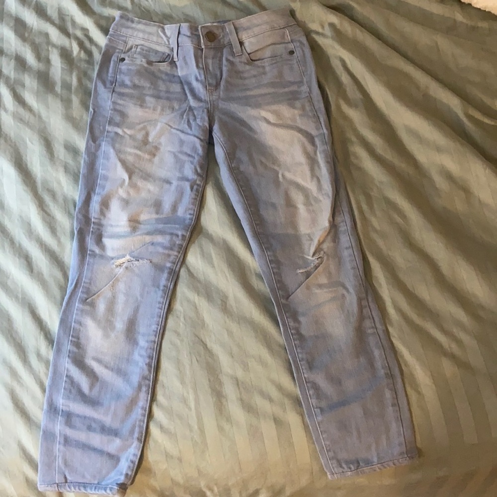 Light wash, distressed Paige denim jeans